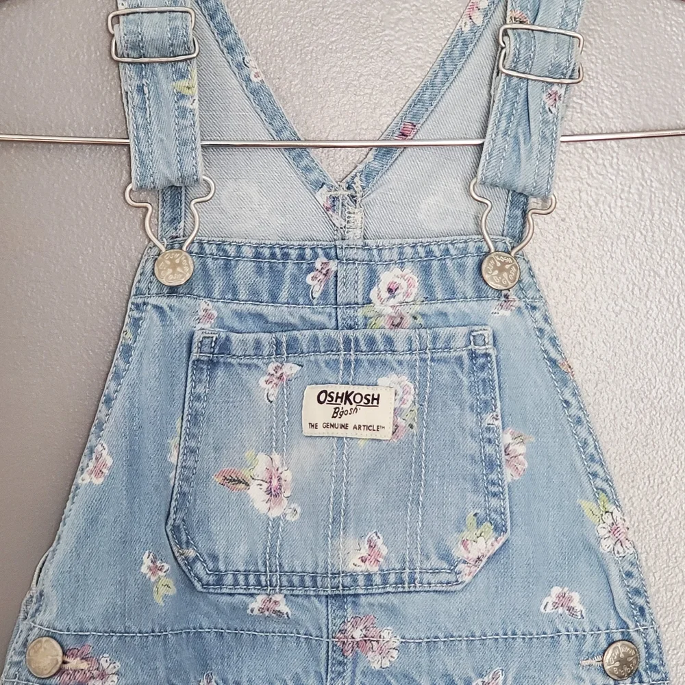 OshKosh B'gosh Light Blue Floral Overalls Jumper Skirt Size 5T